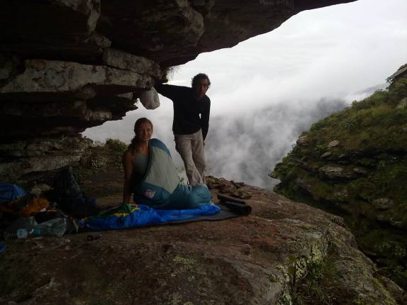 No nosso local de acampamento, ao lado da queda da Fumaça, próxima à vila do Capão, na Chapada Diamantina - BA